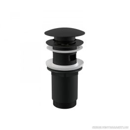   CLICK/CLACK mosdó leeresztő 5/4" túlfolyóval, fémből nagy dugóval fekete-matt