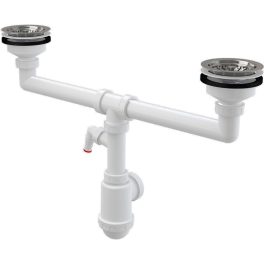   Szifon kétmedencés mosogatóhoz, rozsdamentes leeresztővel DN115 és csatlakozóval