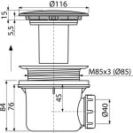 Zuhanyszifon LUX fém