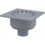 Padlóösszefolyó 150×150/50 mm függőleges, szürke rács, vizes bűzzár