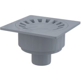   Padlóösszefolyó 150×150/50 mm függőleges, szürke rács, vizes bűzzár