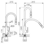Ferro Zumba Slim 2F konyhai csaptelep, 2 funkciós flexibilis kifolyócsővel,szürke