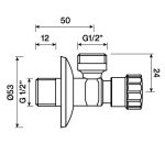 Sarokszelep 1/2"-1/2"-os