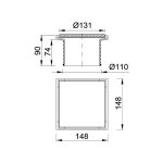 Magasító, Festett fekete 150x150 mm-es üvegráccsal