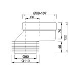 WC bekötő, 60 mm-es eltolású