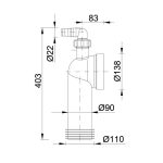WC bekötő Ø90 mm, mosógépcsatlakozóval