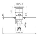 Padlószifon függőleges csatlakozással, szigetelhető, magasított rozsdamentes ráccsal + magasító gyűrűvel,  Ø110/50 mm-es, univerzális