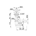 Csőszifon leeresztőszeleppel Ø32 mm-es elfolyással