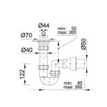 Csőszifon leeresztőszeleppel Ø50 mm-es elfolyással