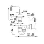 Csőszifon túlfolyóval leeresztőszeleppel Ø50 mm-es elfolyással