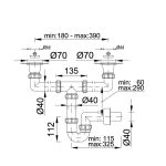 Kétmedencés csőszifon két leereztőszeleppel Ø40 mm-es elfolyással