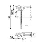 Töltőszelep WC tartályhoz, 3/8"-os műanyag menettel