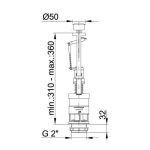 Monoblokkos egységcsomag: egy gombos öblítőszelep + 3/8"-os réz menetes töltőszelep, szerelési egységcsomaggal