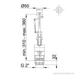 Monoblokkos egységcsomag: dupla gombos öblítőszelep + 3/8"-os műanyag menetes töltőszelep, szerelési egységcsomaggal