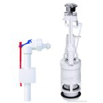 Monoblokkos egységcsomag: dupla gombos öblítőszelep + 3/8"-os műanyag menetes töltőszelep, szerelési egységcsomaggal