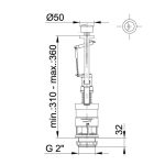 Monoblokkos egységcsomag: dupla gombos öblítőszelep + 3/8"-os réz menetes töltőszelep, szerelési egységcsomaggal