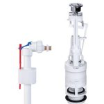 Monoblokkos egységcsomag: dupla gombos öblítőszelep + 3/8"-os réz menetes töltőszelep, szerelési egységcsomaggal