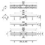 Styron zuhanyfolyóka fekete festett üveggel 1000 mm-es