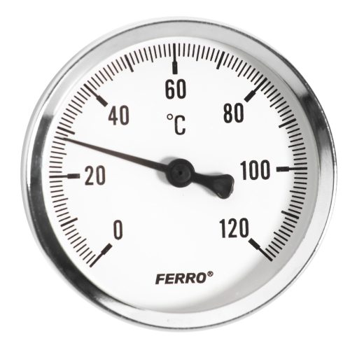 Hőmérő hátsós csatlakozású 0-120°C, Ø63 mm, 1/2"