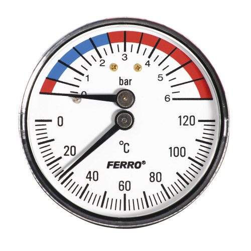 Termomanométer hátsós csatl. 0-120°C, 6 bar, Ø63 mm, 1/2"