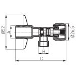 Sarokszelep fémfogantyúval 1/2"x3/4"